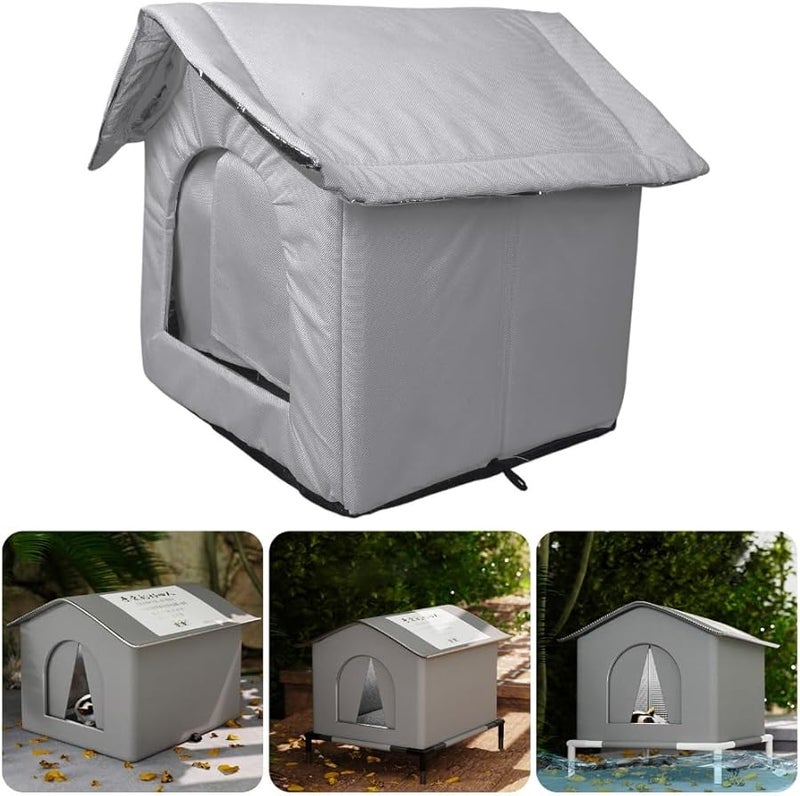 مأوى خيمة القط الأزرق مقاوم للعوامل الجوية فسيح 42x42x42 سم للقطط الضالة في الهواء الطلق - Image 3